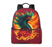 YIJIAYUN Fashion Canvas Phoenix Print Backpack with Leather Handles for Academic, Professional, Leisure Use
