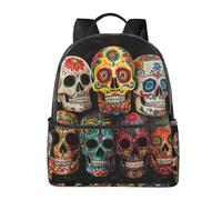 YIJIAYUN Fashion Canvas sugar skulls Print Backpack with Leather Handles for Academic, Professional, Leisure Use