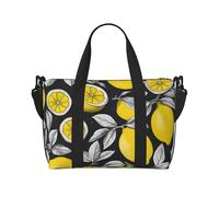 YIJIAYUN Foldable Hand Travel Lemon Fruit Pattern Print Bag Weekend Gym Bags for Women Men Small Carry on Underseat