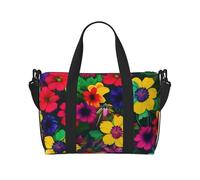 YIJIAYUN Foldable Hand Travel Rainbow Flowers pattern Print Bag Weekend Gym Bags for Women Men Small Carry on Underseat