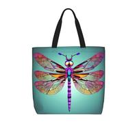 YIJIAYUN High-capacity,lightweight,durable reusable Cute Dragonfly pattern Print tote bags designed for everyday shopping