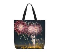 YIJIAYUN High-capacity,lightweight,durable reusable fireworks pattern Print tote bags designed for everyday shopping