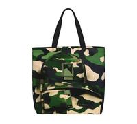YIJIAYUN High-capacity,lightweight,durable reusable Green Army Digital Camouflage Print tote bags designed for everyday shopping