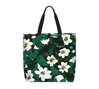 YIJIAYUN High-capacity,lightweight,durable reusable Hunter Green Floral Petals Pattern Print tote bags designed for everyday shopping