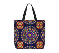 YIJIAYUN High-capacity,lightweight,durable reusable Mandala pattern Print tote bags designed for everyday shopping