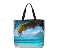 YIJIAYUN High-capacity,lightweight,durable reusable Tahiti Beach Print tote bags designed for everyday shopping