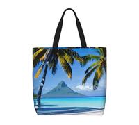 YIJIAYUN High-capacity,lightweight,durable reusable Tahiti Beaches Print tote bags designed for everyday shopping