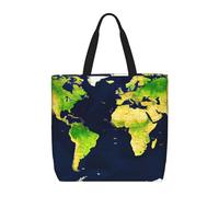 YIJIAYUN High-capacity,lightweight,durable reusable World Map Print tote bags designed for everyday shopping