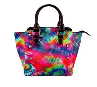 YIJIAYUN Leather Rivet Shoulder Color Tie Dye Print Bag Adjustable Shoulder Purse For Lady Work Travel Essentials
