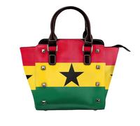 YIJIAYUN Leather Rivet Shoulder Flag of Ghana Print Bag Adjustable Shoulder Purse For Lady Work Travel Essentials