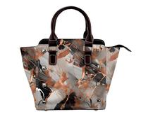 YIJIAYUN Leather Rivet Shoulder Marble Texture Copper Splatter Print Bag Adjustable Shoulder Purse For Lady Work Travel Essentials