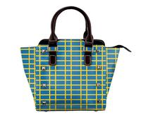 YIJIAYUN Leather Rivet Shoulder Swedish flag Print Bag Adjustable Shoulder Purse For Lady Work Travel Essentials