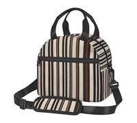 YIJIAYUN Lightweight Brown Stripe Print Lunch Bag for School,Work,outings Use, by Hand or Worn Over the Shoulder