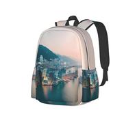 YIJIAYUN Lightweight Spacious Student Hong Kong Print Backpack Durable,adjustable straps for school or travel