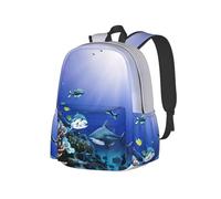 YIJIAYUN Lightweight Spacious Student Shark Swimming Under the Sea Print Backpack Durable,adjustable straps for school or travel