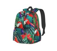 YIJIAYUN Lightweight Spacious Student Tropical Flower Parrot Print Backpack Durable,adjustable straps for school or travel