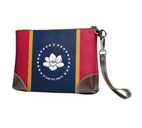 YIJIAYUN Mississippi State Flag Print Leather clutch cowhide Wristlet Organizer Bag for Evening Events Date Nights Wedding