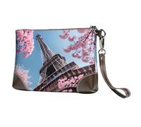 YIJIAYUN Oil Painting Paris Eiffel Tower Print Leather clutch cowhide Wristlet Organizer Bag for Evening Events Date Nights Wedding