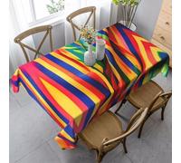 YIJIAYUN Rainbow Color stripe Print Elegant Rectangular Washable Tablecloth For Kitchen Wedding Party Dining Decoration