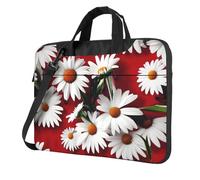YIJIAYUN Red Flower and White Daisy Print Laptop Bags Portable Single Shoulder Bag Slim Briefcase Messenger Bag Multi-Size