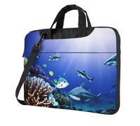 YIJIAYUN Shark Swimming Under the Sea Print Laptop Bags Portable Single Shoulder Bag Slim Briefcase Messenger Bag Multi-Size