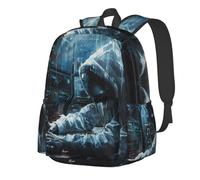 YIJIAYUN Spacious Lightweight Student Hacker Attack Print Backpack Durable,adjustable straps for school or travel