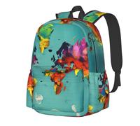 YIJIAYUN Spacious Lightweight Student World Map Print Backpack Durable,adjustable straps for school or travel