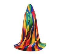 YIJIAYUN Stylish comfortable teen Rainbow Color stripe Print hooded cape excellent for themed events and everyday wear