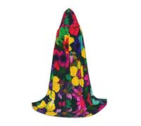 YIJIAYUN Stylish comfortable teen Rainbow Flowers pattern Print hooded cape excellent for themed events and everyday wear