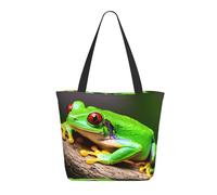 YIJIAYUN Thicker,lightweight and durable tote cute Red Eyes Tree Frogs Print bags with zipper designed for everyday shopping