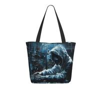 YIJIAYUN Thicker,lightweight and durable tote Hacker Attack Print bags with zipper designed for everyday shopping