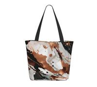 YIJIAYUN Thicker,lightweight and durable tote Marble Texture Copper Splatter Print bags with zipper designed for everyday shopping