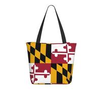 YIJIAYUN Thicker,lightweight and durable tote Maryland State Flag Print bags with zipper designed for everyday shopping