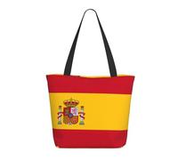 YIJIAYUN Thicker,lightweight and durable tote Spanish flag Print bags with zipper designed for everyday shopping