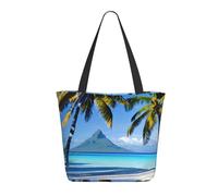 YIJIAYUN Thicker,lightweight and durable tote Tahiti Beaches Print bags with zipper designed for everyday shopping