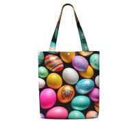 YIJIAYUN This canvas shoulder shopping Easter Eggs Print bag is sturdy durable lightweight For daily commuting