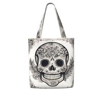 YIJIAYUN This canvas shoulder shopping Mexican Skull Print bag is sturdy durable lightweight For daily commuting