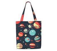 YIJIAYUN This canvas shoulder shopping Outer Space Planet Print bag is sturdy durable lightweight For daily commuting