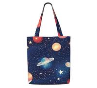 YIJIAYUN This canvas shoulder shopping Starry Sky Universe Space Print bag is sturdy durable lightweight For daily commuting