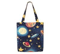 YIJIAYUN This canvas shoulder shopping Starry Sky Universe Space Print bag is sturdy durable lightweight For daily commuting