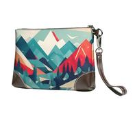 YIJIAYUN Travel Mountain Scenery Print Leather clutch cowhide Wristlet Organizer Bag for Evening Events Date Nights Wedding