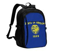 YIJIAYUN USB Laptop Oregon State Flag Print Backpack with Charging Port and Headphone Jack for Work,Business, School