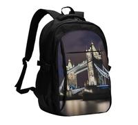 YIJIAYUN USB Laptop Tower Bridge in London Print Backpack with Charging Port and Headphone Jack for Work,Business, School