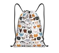 YIJIAYUN Versatile Lightweight Drawstring Cat and Dog Faces Bulldog Beagle Labrador Print Bags for Sports Fitness Yoga Travel Outdoor M