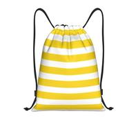 YIJIAYUN Versatile Lightweight Drawstring Lemon Zest Yellow Stripes Pattern Print Bags for Sports Fitness Yoga Travel Outdoor S