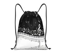 YIJIAYUN Versatile Lightweight Drawstring Piano Keys with Musical Notes Print Bags for Sports Fitness Yoga Travel Outdoor M