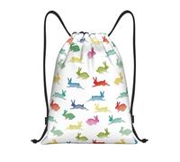 YIJIAYUN Versatile Lightweight Drawstring Rabbits in Different Poses Jumping Running Print Bags for Sports Fitness Yoga Travel Outdoor M