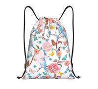 YIJIAYUN Versatile Lightweight Drawstring Romantic Fancy Floral Birds Butterfly Print Bags for Sports Fitness Yoga Travel Outdoor S