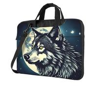YIJIAYUN Wolf Night Moon Print Laptop Bags Portable Single Shoulder Bag Slim Briefcase Messenger Bag Multi-Size