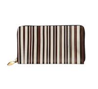 YIJIAYUN Women's Fashionable Long Brown Stripe Print Leather Wallet with Large Clip,Card Holder,compartments.